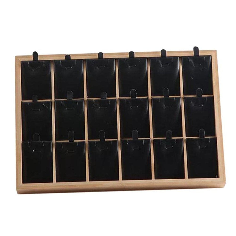 Jewelry Stand Organizer Storage Boxes 18 Grids Pendant Necklace Holder, Black