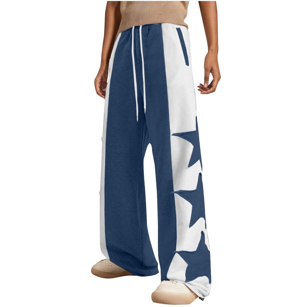 Womens Wide Leg Sweatpants Baggy High Waisted Fashion Teen Girls Y2K Clothes Outdoor Athletic Jogger Running Pants Blue