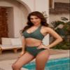 ZAFUL High Waisted Bikini Sets for Women 2 Piece Swimsuits Modest Tummy Control Bathing Suits Crisscross Swimwear Army Green L view 3
