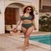 ZAFUL High Waisted Bikini Sets for Women 2 Piece Swimsuits Modest Tummy Control Bathing Suits Crisscross Swimwear Army Green L view 4