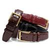 3513302 Men's Gold Buckle Genuine Leather Alligator Embossed Dress Belt 1-3/8"(35mm) Wide (DARK BROWNN, 46) view 2