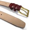 3513302 Men's Gold Buckle Genuine Leather Alligator Embossed Dress Belt 1-3/8"(35mm) Wide (DARK BROWNN, 46) view 4