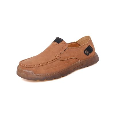 Asifn Mens Casual Non-Slip Loafers Outdoor Lightweight Walking Shoes Leather Comfortable Work Shoes Driving Shoes Yellow 9 US