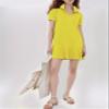 Flygo Womens Polo Dress Collared Short Sleeve Ruffle Golf Tennis T Shirt Sports Workout Mini Summer Dresses Tunic Pique(Yellow-L) view 3