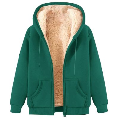 Uillui Womens Fleece Zip Up Hoodie Warm Cozy Sherpa Lined Jackets Fluffy Sweater Winter Hooded Faux Fur Coat Thermal Outwear