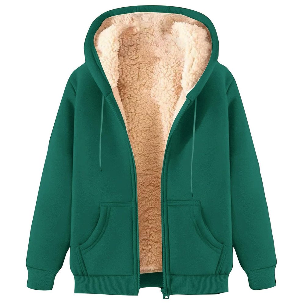 Uillui Womens Fleece Zip Up Hoodie Warm Cozy Sherpa Lined Jackets Fluffy Sweater Winter Hooded Faux Fur Coat Thermal Outwear