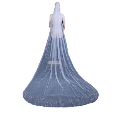 WEISUYUUS Bridal Veil Bride Elaborate Pearls Beaded Long Bachelorette Party Bride Veil Party Head Scarf Head Covering