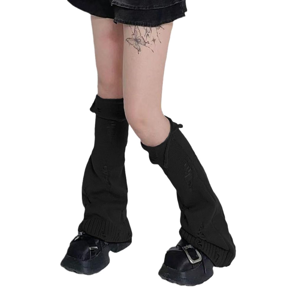 WEISUYUUS Knit Winter Warm Leg Warmers Long Socks Boot Cuffs Knit Leggings Stockings Hollow Out Knee Warmers Sleeve