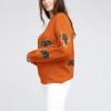 Women Oversized Knit Sweater Tiger Print Long Sleeve Pullover Tops Aesthetic Clothes Streetwear Knitwear (Orange, L) view 3