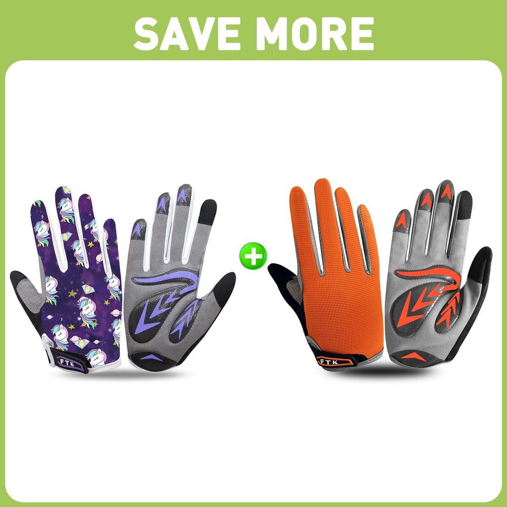 FINGER TEN Cycling Gloves Kids Boys Girls Youth Full Finger Pair Dirt Bike Cycling Gloves Kids Boys Girls Youth Full Finger Pair Dirt Bike
