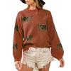 Women Oversized Knit Sweater Tiger Print Long Sleeve Pullover Tops Aesthetic Clothes Streetwear Knitwear (Dark Khaki, L) view 1
