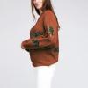 Women Oversized Knit Sweater Tiger Print Long Sleeve Pullover Tops Aesthetic Clothes Streetwear Knitwear (Dark Khaki, L) view 3