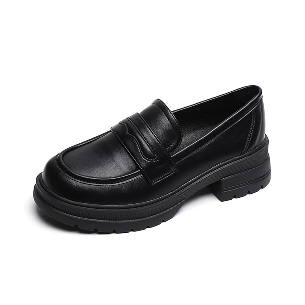 CPMBFDC Loafers for Women Slip-On Comfortable Round Toe Platform Loafers Women's Casual Fashion Business Work Shoes (Black,5)