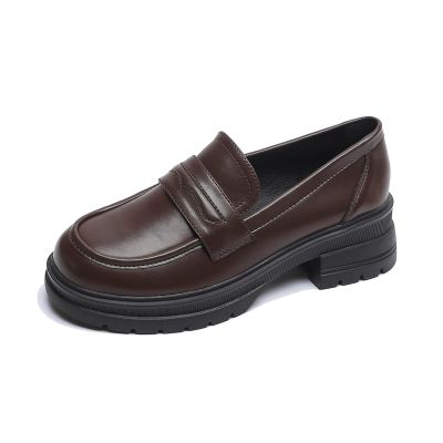 CPMBFDC Loafers for Women Slip-On Comfortable Round Toe Platform Loafers Women's Casual Fashion Business Work Shoes (Brown,7)