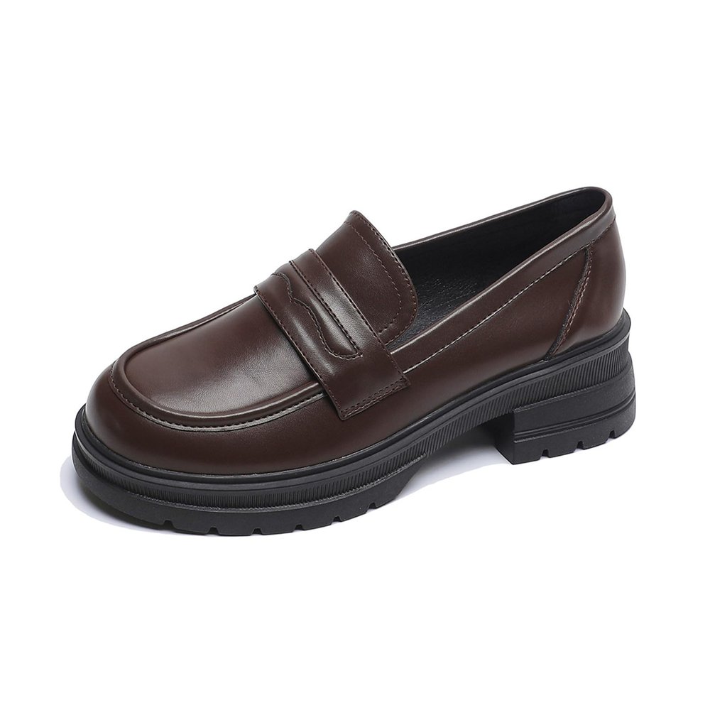CPMBFDC Loafers for Women Slip-On Comfortable Round Toe Platform Loafers Women's Casual Fashion Business Work Shoes (Brown,7)