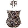 SUUKSESS Women Sexy Halter Tankini Bathing Suits Slimming Tummy Control High Waisted Swimsuits 2 Piece (Leopard, XL) view 4
