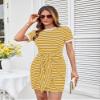 GRACE KARIN Casual Short Dresses for Women 2026 Trendy Striped Tshirt Dress Tie Dress to Hide Tummy Short Sleeve Mini Dress Yellow S view 3