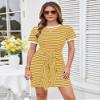 GRACE KARIN Casual Short Dresses for Women 2026 Trendy Striped Tshirt Dress Tie Dress to Hide Tummy Short Sleeve Mini Dress Yellow S view 4