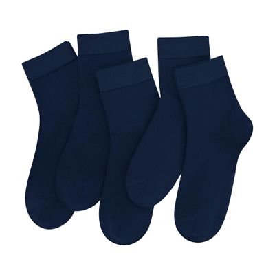 SERISIMPLE Women Thin Viscose Bamboo Socks Crew Lightweight Above Ankle Casual Dress Sock For Ladies Bootie Trouser 5 Pairs (Large, Navy blue)