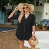 Bsubseach Women Beach Cover Ups V Neck Button Down Swimsuit Coverup Summer Swim Long Sleeve Cover Up Dress Black view 3