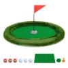 Goplus Oval Floating Golf Green for Pool, 37.5" x 25.5", Chipping Mat, 6 Golf Balls, Flag & Tee, Green, EVA, PP, PE, Silicone view 1