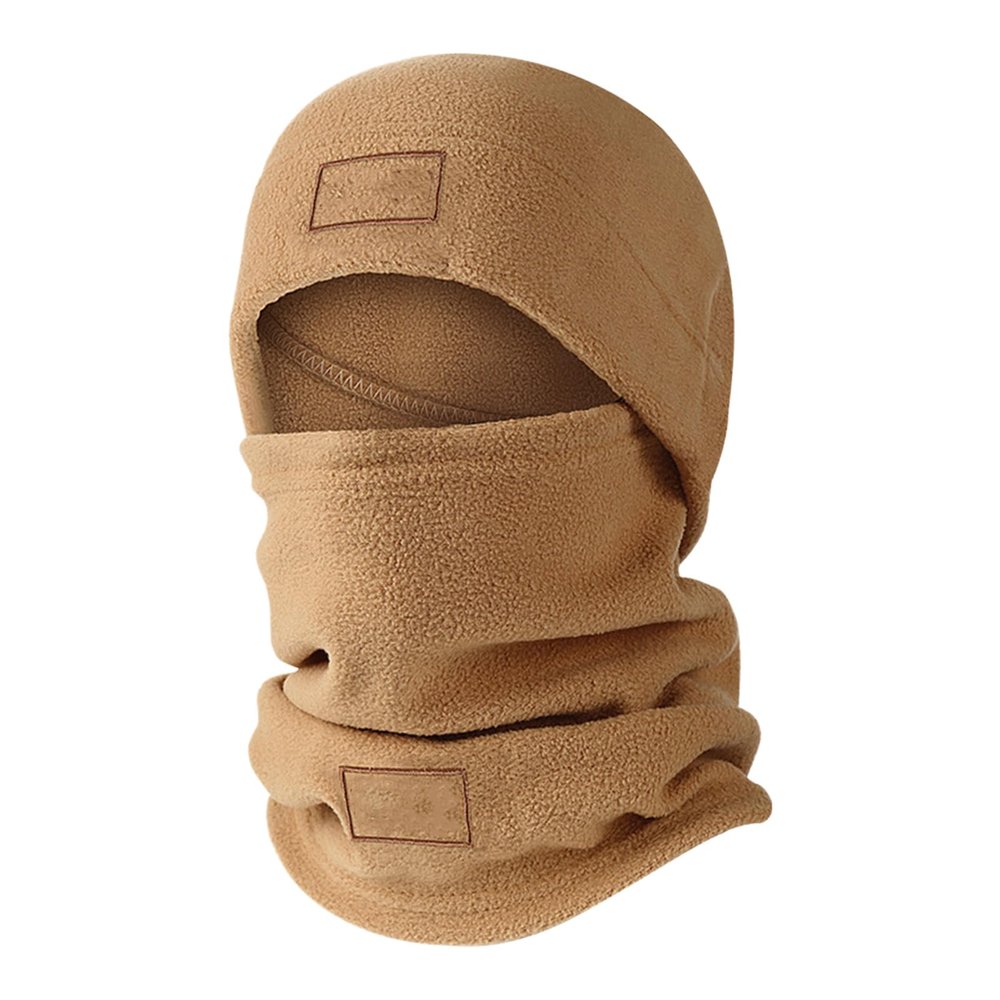 Polar Fleece Balaclava Hood Face Mask, Windproof Winter Warm Hat Warm Fleece Ski Hood Cap Full Face Mask (US, Alpha, One Size, Camel)