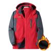 Winter Jackets for Men, Casual Hooded Jacket Windproof Hood Mens Fleece Zip Up Jacket, for Outdoor Camping Cycling(Red,4X-Large) view 1