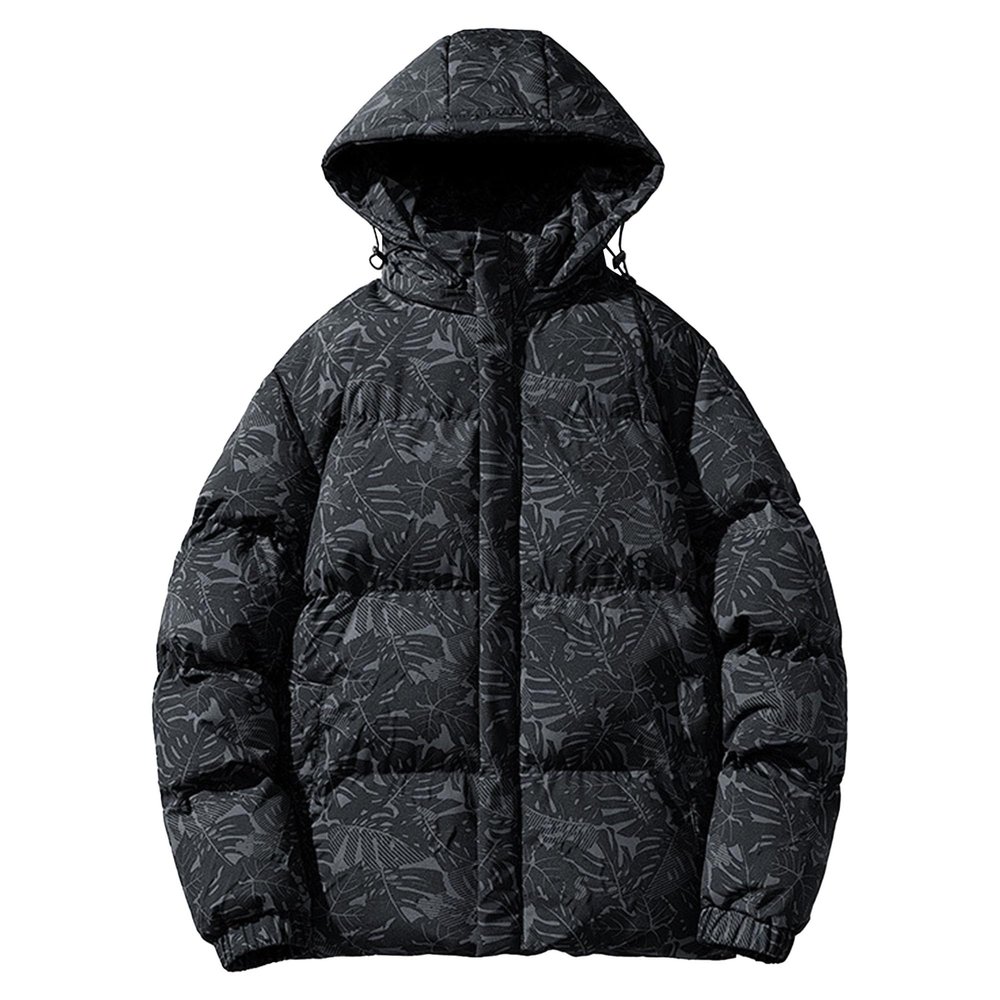 Qolkmuiy-GJ Men's Combination Thick Packable Puffer Coats Trendy Short Puffer Jackets Warm Down Jacket with Hood (Black,XX-Large)