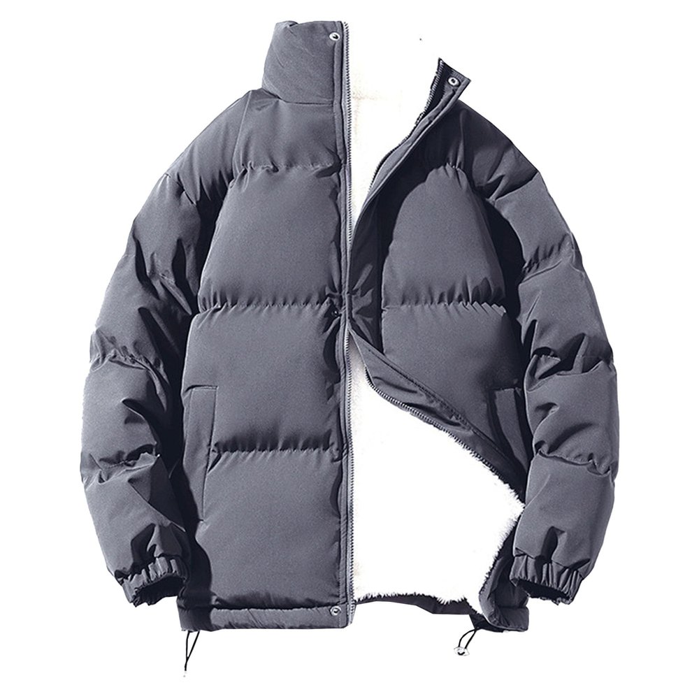 Men's Thick Warm Quilted Puffer Coats Alternative Waterproof Bubble Coat Stand Collar Shoulder Zip Jacket (Grey,XX-Large)