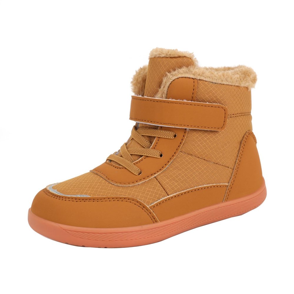 214years Kids Booties Fuzzy Lined Winter Warm Lace-Up Boots Toddler Cozy aterproof Snowboots Sneaker Plush Boots (Yellow, 13 Little Child)