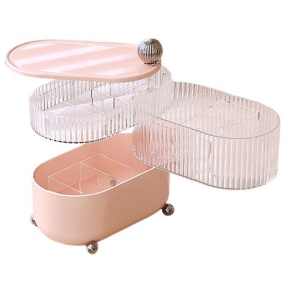 MSUIINT Rotatable Makeup Organizer, Rotating Makeup Storage Organizer, Cosmetic Organizer Tray, Bathroom Jewelry Container Box for Lipsticks Perfume Bracelets Earring Holder