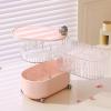 MSUIINT Rotatable Makeup Organizer, Rotating Makeup Storage Organizer, Cosmetic Organizer Tray, Bathroom Jewelry Container Box for Lipsticks Perfume Bracelets Earring Holder view 4