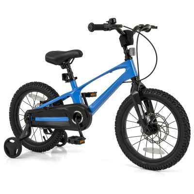 BABY JOY Kids Bike, 16 Lightweight Alloy Sporty Bicycle with Dual Disc Brakes, Removable Training Wheels, Body Suspension, Adjustable Handlebar & Saddle, Girls Boys Bike for 3-7 Years Old Children