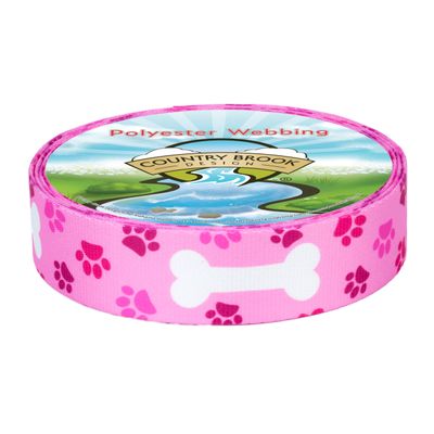 Country Brook Design - Pink Oh My Dog Polyester Webbing (1 Inch, 5 Yards)