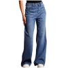 Akklian Y2k Cute Bow Jeans for Women Fairy Wide Leg Denim Pant Baggy Straight Leg Mid Rise Jeans Teen Girls Casual Streetwear view 1