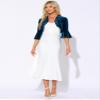 Allegra K Velvet Shrug Top for Women's 3/4 Sleeve Open Front Ruffled Cocktail Party Cropped Cardigan Small Peacock Blue view 4
