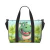 Cartoon Hippo Print Weekender Bag Sport Gym Bag Women Men Hospital Bag Personal Travel Bag Carryon Bag view 1