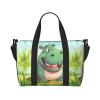 Cartoon Hippo Print Weekender Bag Sport Gym Bag Women Men Hospital Bag Personal Travel Bag Carryon Bag view 2