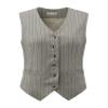 Hobemty Women's Pinstripe Waistcoat Button Down Vintage Striped Vest XX-Large Grey view 1