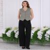 Hobemty Women's Pinstripe Waistcoat Button Down Vintage Striped Vest XX-Large Grey view 3