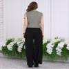 Hobemty Women's Pinstripe Waistcoat Button Down Vintage Striped Vest XX-Large Grey view 4