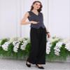 Hobemty Women's Pinstripe Waistcoat Button Down Vintage Striped Vest X-Large Blue view 2