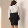 Allegra K Faux Suede Skirt for Women's High Rise Button Front A-line Slit Skirt X-Large Black view 3