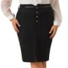 Allegra K Faux Suede Skirt for Women's High Rise Button Front A-line Slit Skirt X-Small Black