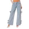 Akklian Y2k Cute Bow Jeans for Women Fairy Wide Leg Denim Pant Baggy Straight Leg Mid Rise Jeans Teen Girls Casual Streetwear view 1