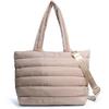 HOXIS Puffer Tote for Women Quilted Shoulder Handbag Lightweight Weekender Bag Purse for Work Travel Gym Shop (Nude) view 1