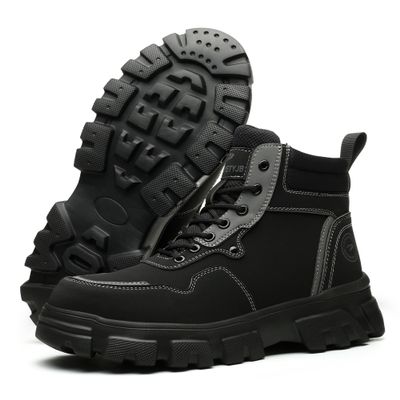 Legou Labor insurance shoes high-top protective shoes anti-smash breathable non-slip safety boots Black 9.5