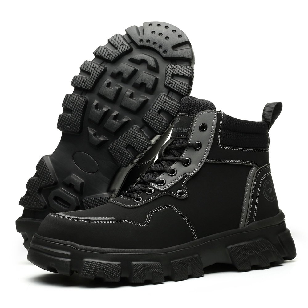Legou Labor insurance shoes high-top protective shoes anti-smash breathable non-slip safety boots Black 9.5