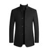 Mens Wool Blend Blazer Jacket Single Breasted Business Blazer Jacket Stand Collar Wool Blend Coat Wih Pockets (Black4,Medium) view 1