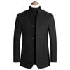 Mens Wool Blend Blazer Jacket Single Breasted Business Blazer Jacket Stand Collar Wool Blend Coat Wih Pockets (Black4,Medium) view 2